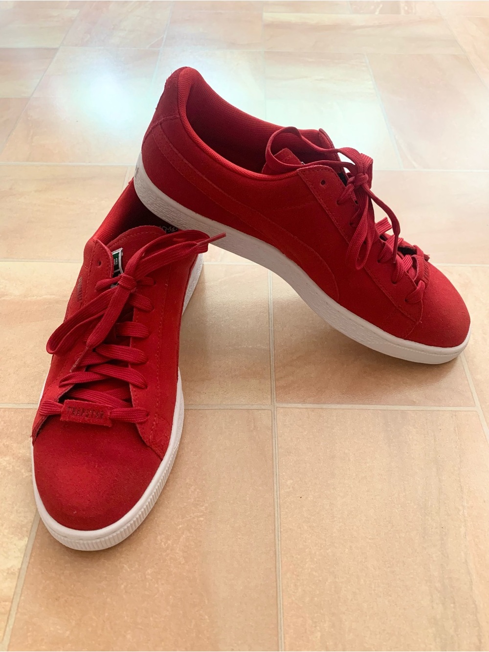 Puma Men's Cherry Red Suede Trapstar Low Top Sneakers Shoes